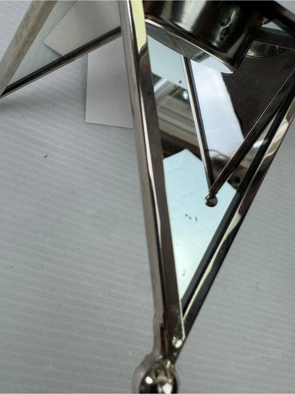 VTG Silver Mirrored Metal Star Tealight Candle Holder Geometric 3D Table Center